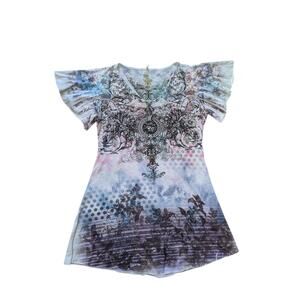 Y2K Liberty Dress Womens XL White-Black Floral Rhinestone Fairy Grunge Goth